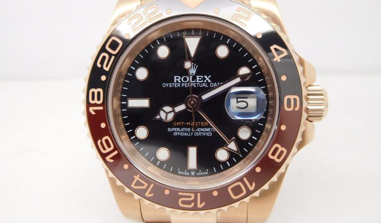 Replica Rolex GMT Master II Basel 2018 126715 Rose Gold Watch with Black/Brown Ceramic Bezel